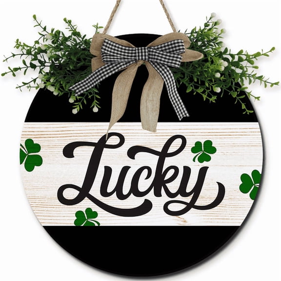 Ymaotrade St Patrick's Day Door Sign Welcome Wooden Hanging Sign Shamrock Decoration Irish Lucky Clover Wall Hanging for St Patrick's Day Home Indoor Outdoor Rustic Decorations 12"