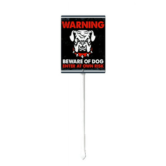Ymaotrade Warning - Beware of Dog Enter at Own Risk Signs for Yard with Stake, Sturdy Aluminum Sign Rust Free, Dogs Sign Decoration for Yard Garden Lawn Outdoor 4.6"×6"