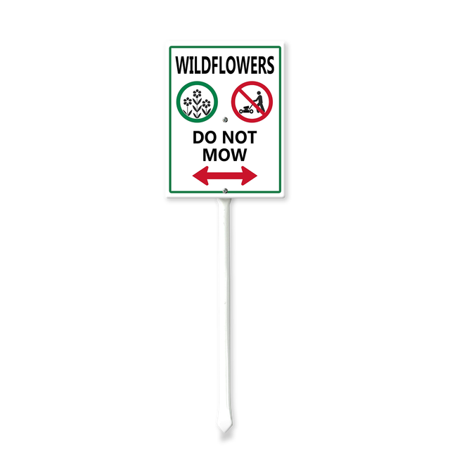 Horienteeon Wild Flowers Do Not Mow Yard Sign con paletti 20 × 30 cm, robusto cartello in alluminio antiruggine, avviso e promemoria per il pubblico perfetto per aree di miglioramento dell'habitat e