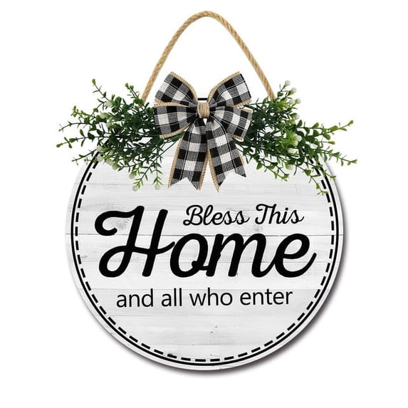 Ymaotrade Wooden Welcome Sign for Front Door Outside Door Hanging Decor, Bless This House Wall Decor, Bless This Home Door Sign, Front Door Decor Outdoor Entrance Hanging 11"