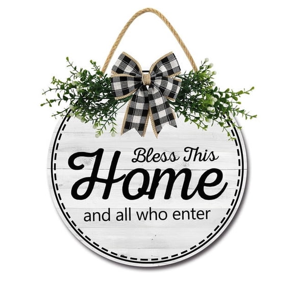Ymaotrade Wooden Welcome Sign for Front Door Outside Door Hanging Decor, Bless This House Wall Decor, Bless This Home Door Sign, Front Door Decor Outdoor Entrance Hanging 11"