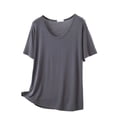 thumbnail image 1 of Ymauqau Women's Plus Size Pajama Tops Soft Comfy Short Sleeve Scoop Neck Casual Sleep T-Shirts Lounge Tee Blouses, 1 of 5