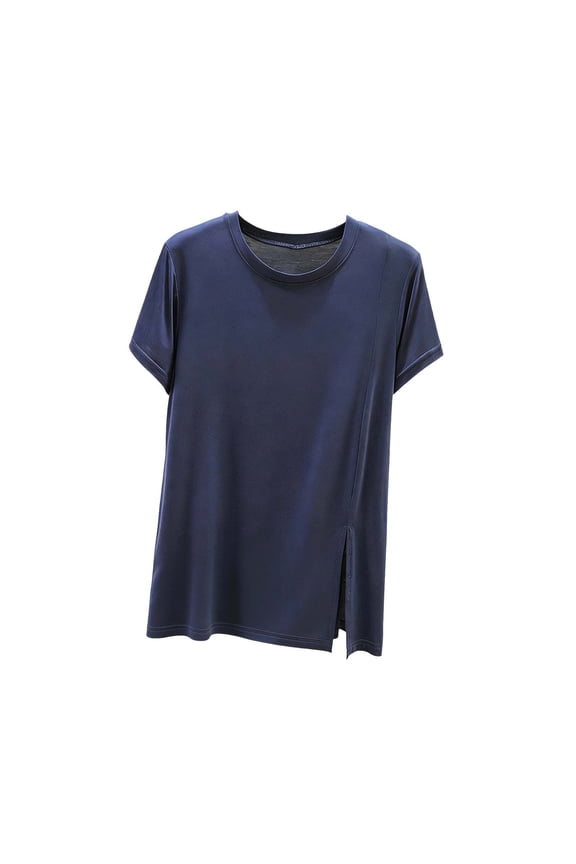 Women's Plus Size Tops Short Sleeve Crew Neck Side Split T-Shirts Trendy Casual Tees Soft Comfy Blouses