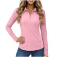 thumbnail image 1 of Ymauqau Women's UPF 50+ Sun Shirts Long Sleeve Quarter Zip Collared Slim Athletic Shirts Outdoor Hiking Tops with Thumb Holes, 1 of 6
