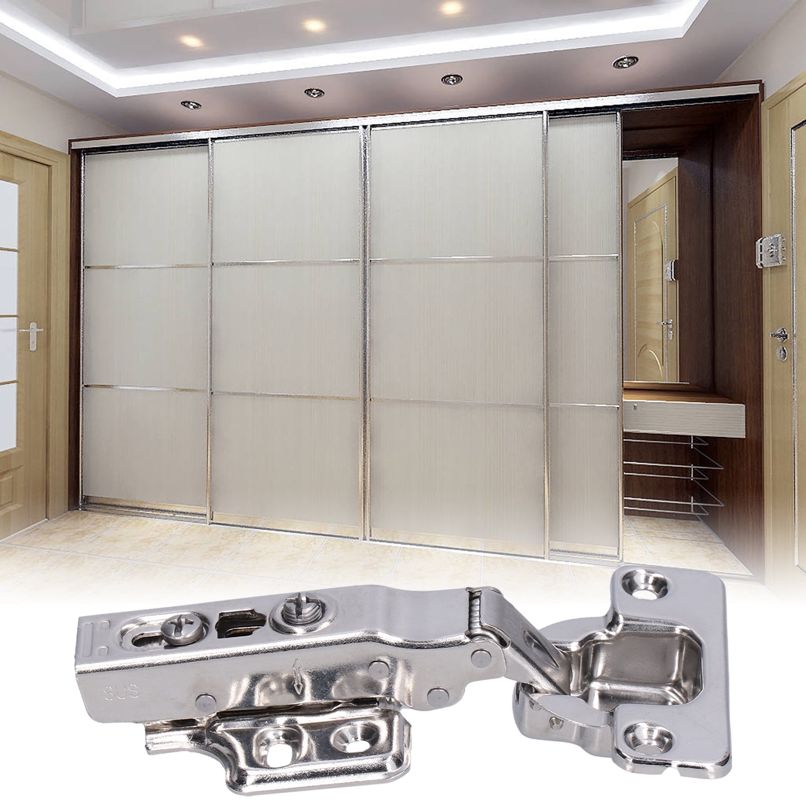 Ymiko 2 Set Door Hinges Stainless Steel Straight Arm Hinge