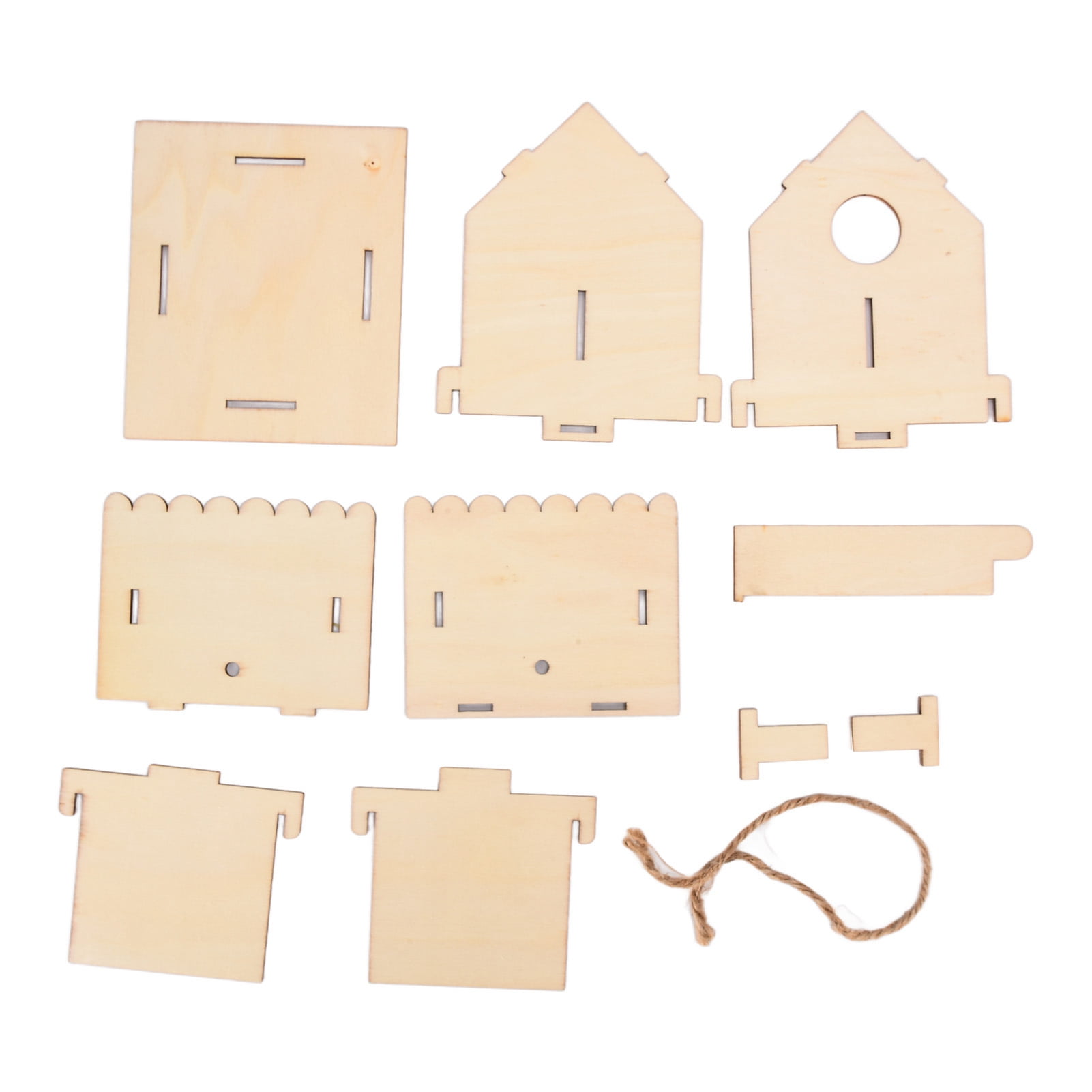 Ymiko DIY Wooden Birdhouse Natural Graffitiable Simple Installation