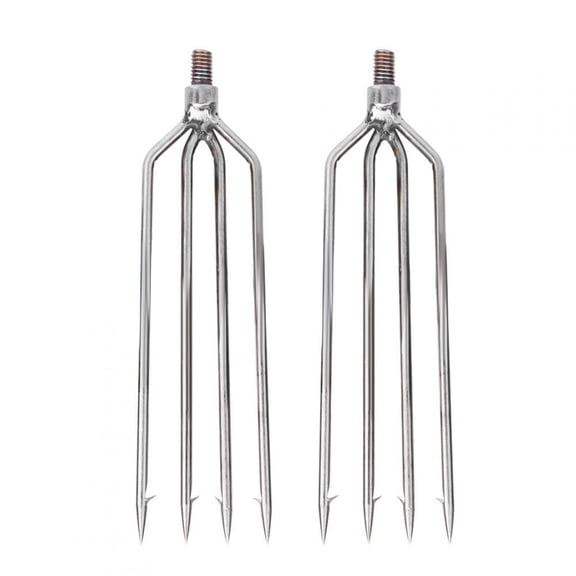 Ymiko Fishing Harpoon,2 Pcs Stainless Steel 4 Prongs Harpoon Gig Gaff Hook Barb Fish Spear For Outdoor Fishing Tackle,Fishing Gig