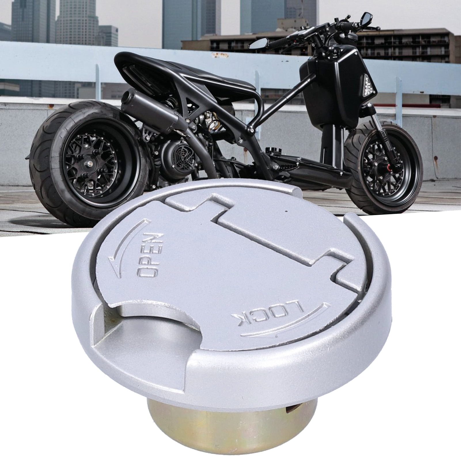 Ymiko Gas Tank Lock Cap With Keys Stainless Steel Parts Universal For