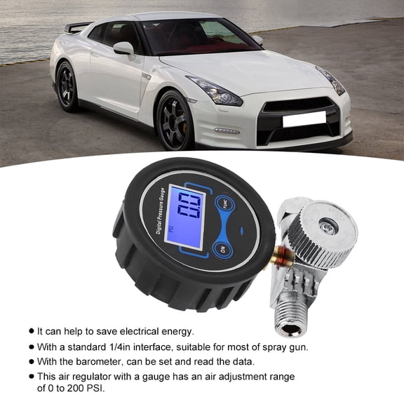 Ymiko Pneumatic Air Gauge,Digital Air Pressure Regulator,Pneumatic Air Regulator Control Valve Digital Pressure Gauge Regulating 1/4in For Spray