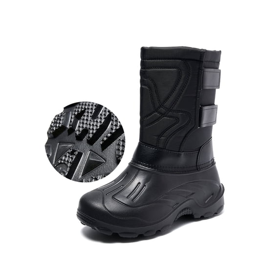 Ymiytan Men's Winter Snow Boots Outdoor Warm Waterproof Durable Mid Calf Boot Non-Slip Warm Shoes Black 8