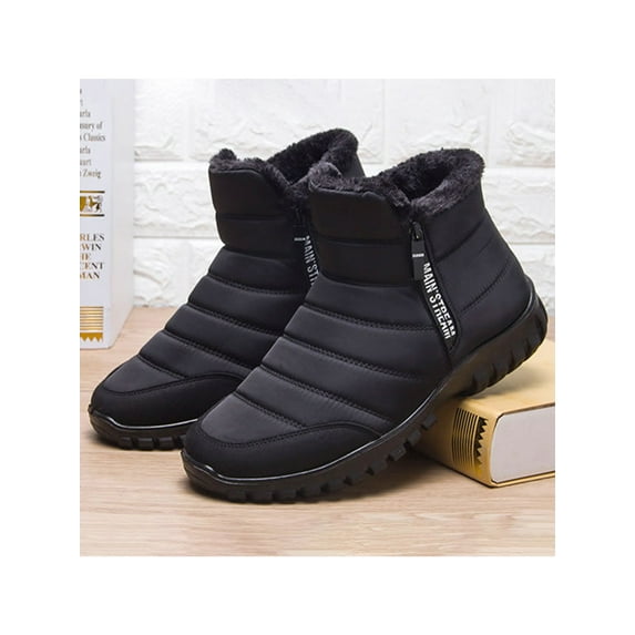 Ymiytan Men's Winter Warm Boots Slip on Snow Ankle Boots Lightweight Outdoor Shoes