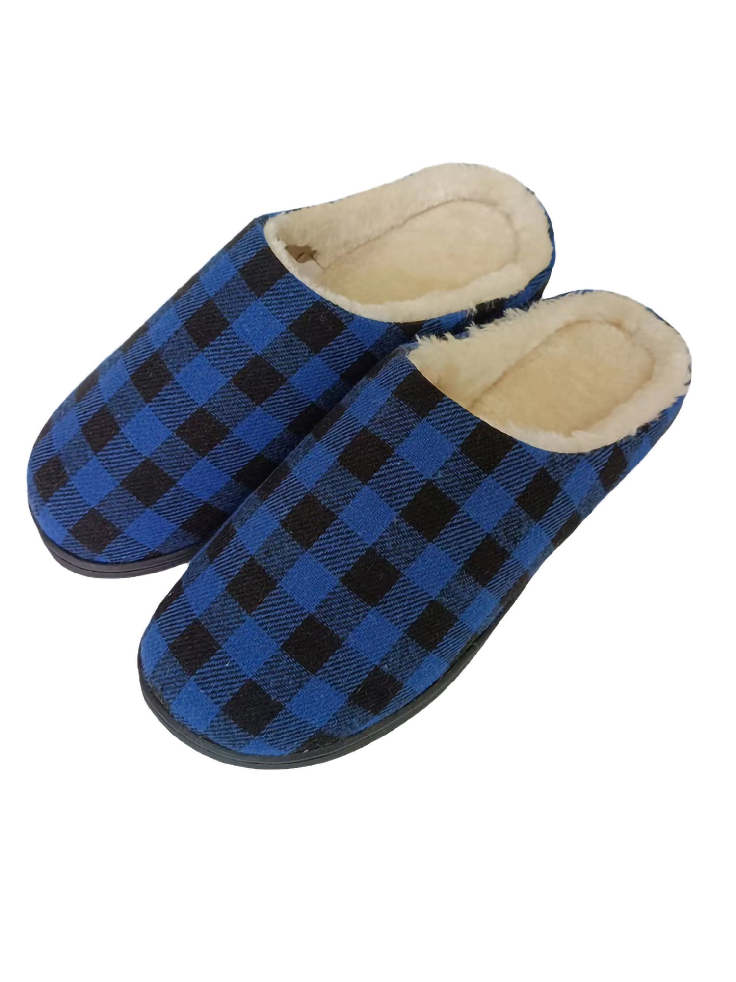 Ymiytan Mens House Shoe Slip On Slippers Plaid Slide Slipper Cold Weather Warm Clogs Comfort
