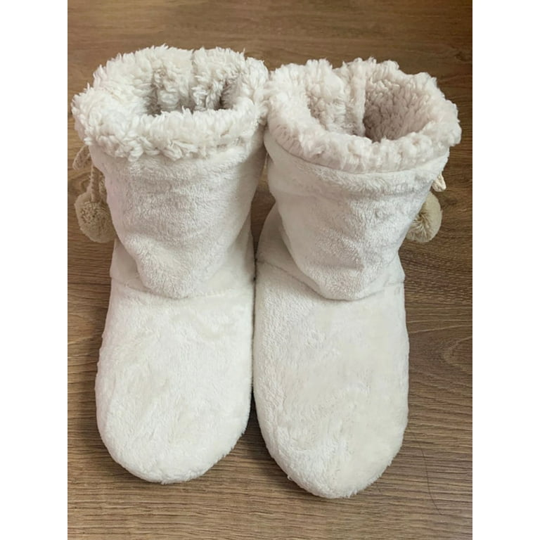 White fuzzy slipper boots on sale