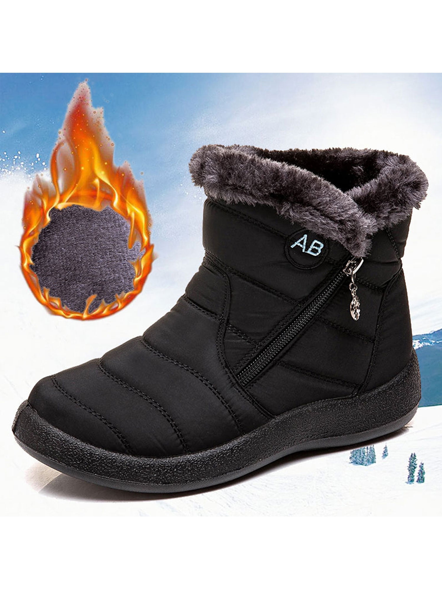 Ymiytan Womens Snow Boots Side Zippers Waterproof Winter Boots Comfort ...