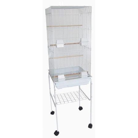 Yml 6824 3 By 8" Bar Spacing Tall Squaretop Small Bird Cage - 18"X14" In White