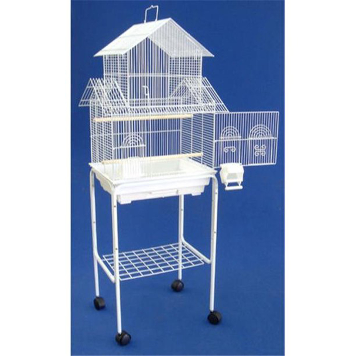 Ymlgroup 5844 3 by 8" Bar Spacing Pagoda Small Bird Cage with Stand - 18"x14" in White - image 1 of 2