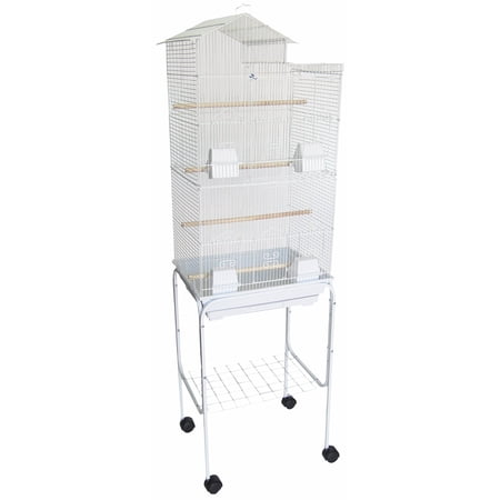 Ymlgroup 6894 3 by 8" Bar Spacing Tall Villa Top Small Bird Cage with Stand - 18"x14" in White
