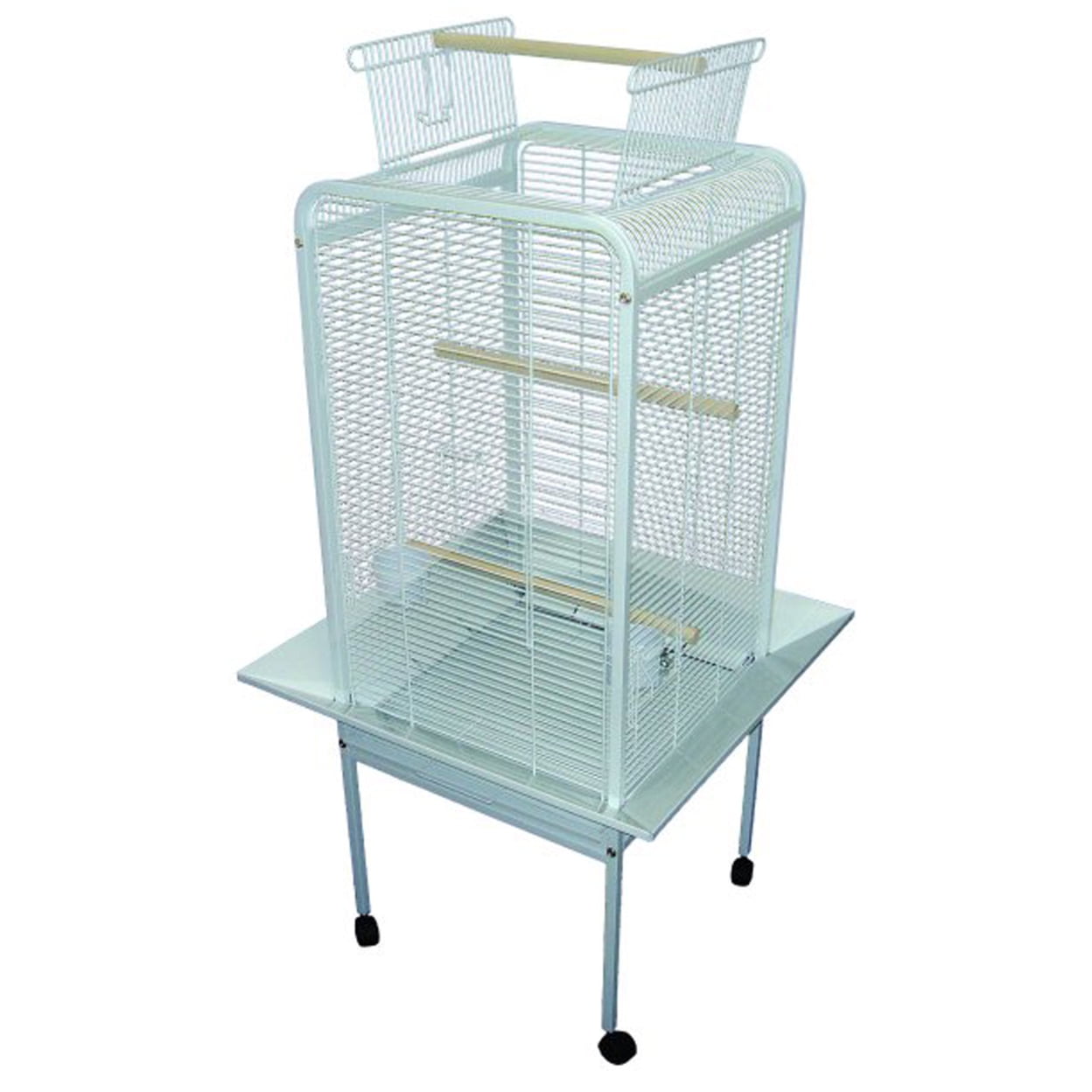 EF22 1/2" Bar Spacing Play Top Parrot Bird Cage - 22"x22" In White