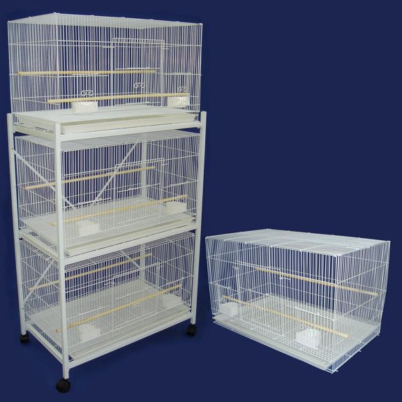 Ymlgroup Lot of 4 Medium Breeding Cages with One 3 Tie Stand - White