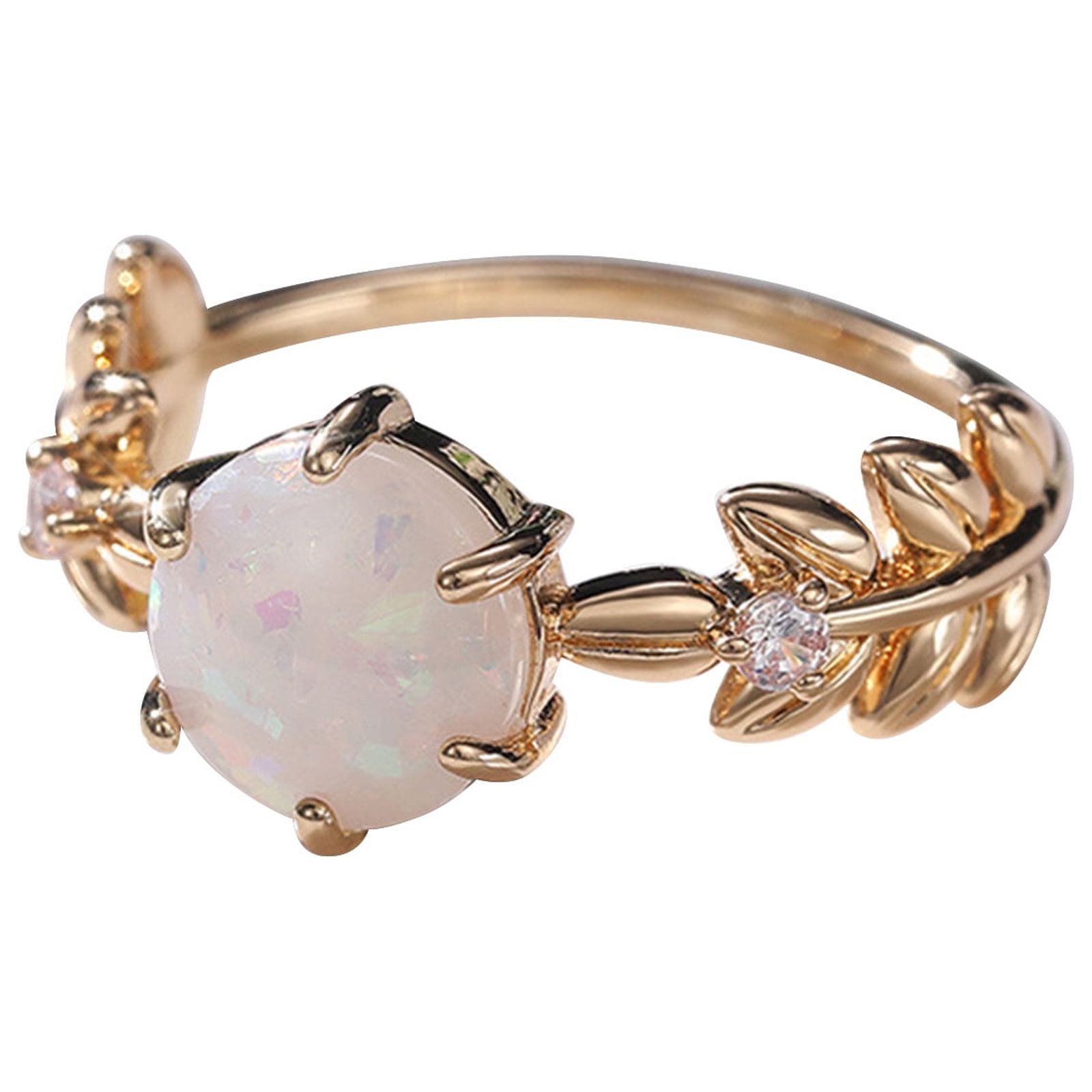 Ymller 2024 New Artificial Opal Leaf Opal Simples Ring Ring Ring ...
