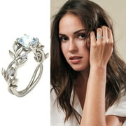 Ymller 2024 New Large Ring Diamond Big Diamond Ring Shape Vintage Gift Ring Ring Gemstone Ring Ring Ring Saphire Round RingDiamond Blue Rings