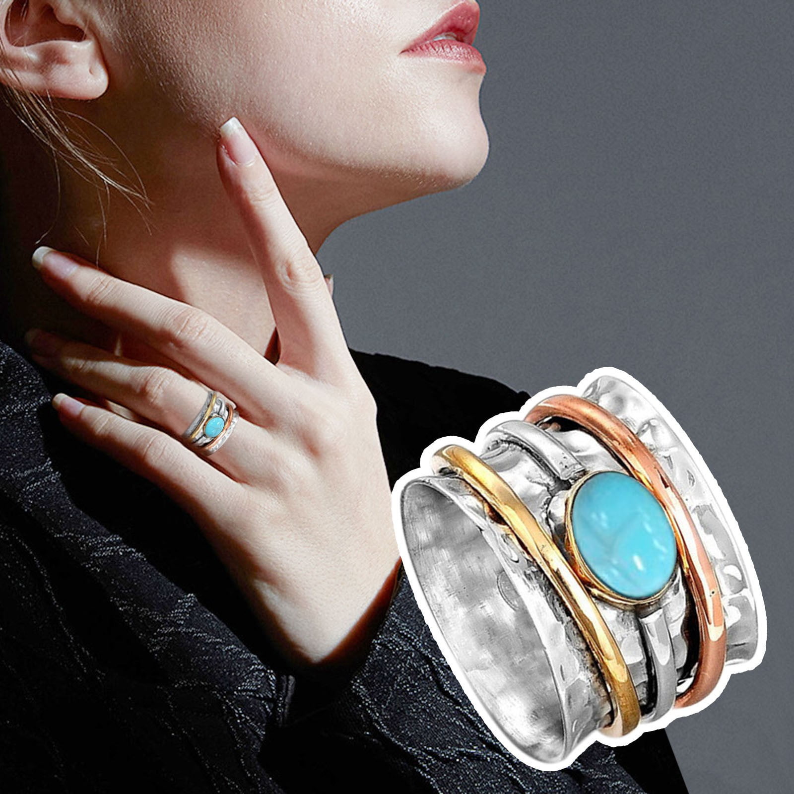 Ymller 2024 New Vintage Rings Glass Tricolor And Plated European ...