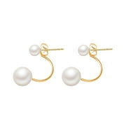 Ymller Double Pearl Arc Earrings Thin Dangle Gold Elegant Pearl Arc Earrings Wedding Women Accessories Jewelry Earrings For Women Deals Of The Day Clearance Prime Womens