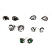 Ymller Pairs/Set Zirconia Green Water Jewelry Stud Earrings 5 Gemstone Black Drop Cubic Earrings Deals Of The Day Clearance Prime Womens
