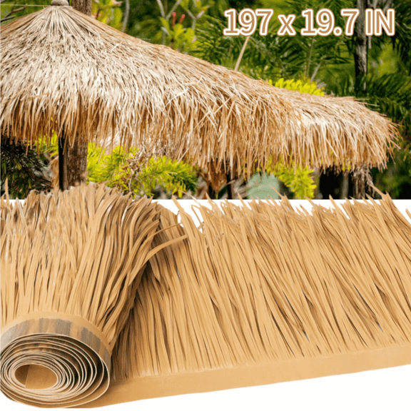 Ymokee 1.63 x 16.4 FT Artificial Palm Thatch Roll, Multi Use Straw Roof Decoration Palm Thatch Runner Roll Fake Carpet for Hut Bar Garden