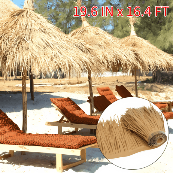 Ymokee 16.4 FT Artificial Palm Thatch Roll, Multi Use Straw Roof Decoration Palm Thatch Runner Roll Fake Carpet for Hut Bar Garden