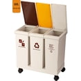 thumbnail image 1 of Ymokee 16 Gallon Compartment Kitchen Trash Can with Lids & Wheels, Plastic Kitchen Recycling Bin, 1 of 11