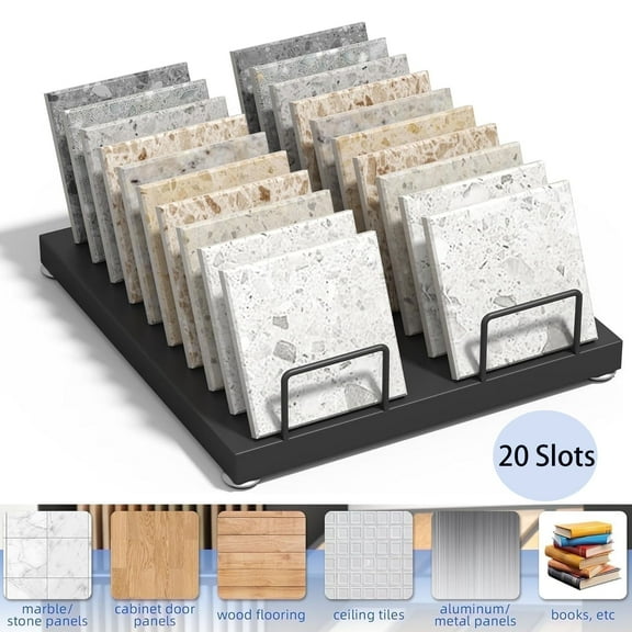 Ymokee Tile Display Rack with 20 Slots, Tile Display Stand Sample Storage Organizer for Retail Counter