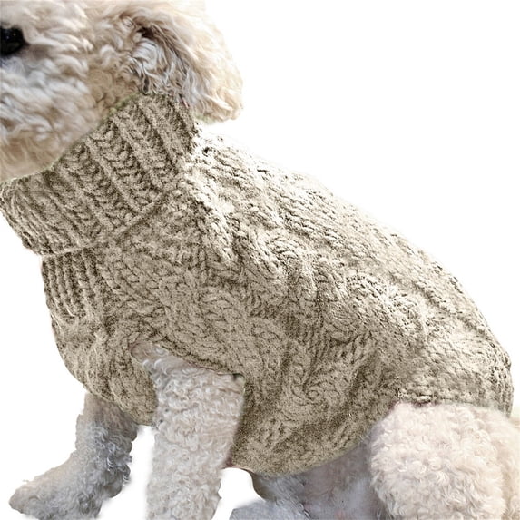 Ympkerial Dog Sweaters Medium Dogs Winter Turtleneck Pullover Cable Knit Fleece Stretch Warm Pet Clothes for French Bulldog Dachshund Pug Corgi Beagle Cozy Holiday Gift