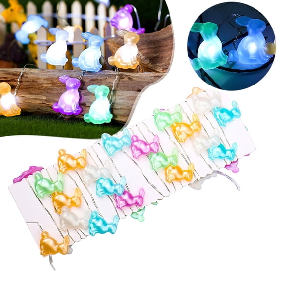 Ympkerial Easter Bunny Light String, 30-Piece Battery-Operated LED Pastel String Lights for Outdoor and Indoor Spring and Easter Party Decorations, Garden, Patio, Window, and Tree