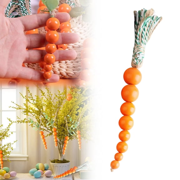 Ympkerial Easter Carrot Hanging Ornaments Wooden Bead Carrot Decorations for Spring Tree Bunny Party Supplies Farmhouse Home Tray Wreath and Wall Decoration