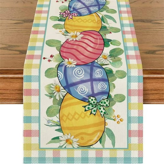 Ympkerial Elegant and Timeless Easter Table Runner, Showcasing Classic Egg & Rabbit Designs, Add a Touch of Tradition and Elegance to Your Home Dining Table During the Easter Season, 1 Pack