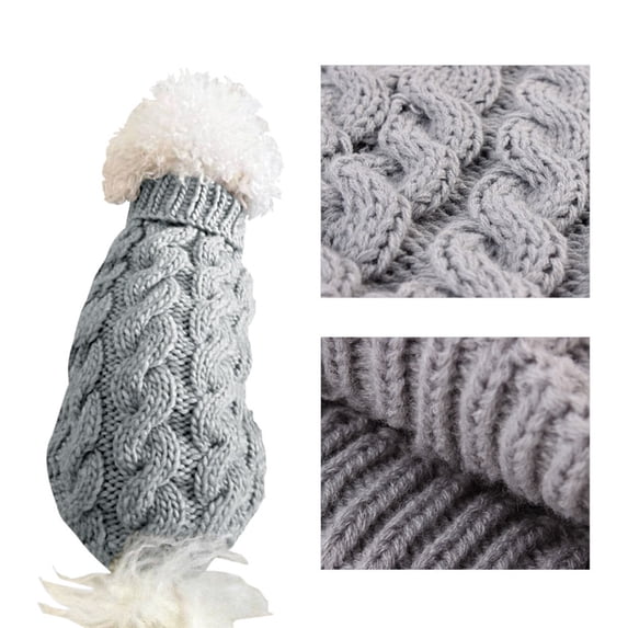 Ympkerial Fleece Lined Dog Sweater for Medium Dogs Cable Knit Turtleneck Pullover Stretch Winter Warm Clothes for Frenchie Dachshund Pug Corgi Beagle Cozy Seasonal Pet Apparel