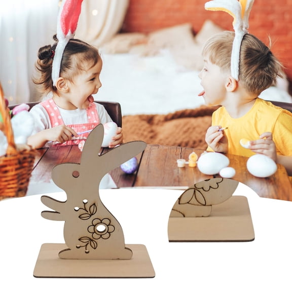 Ympkerial Rabbit Wood Cutouts Unfinished Wooden Bunny Silhouette for Easter and Spring Adult Craft Projects Paintable Decor 4.5 Inch by 4 Inch