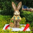 thumbnail image 1 of Ympkerial Sisal Bunny Figurine, 13.7 Inch Realistic Rustic Rabbit Statue with Carrot, Natural Straw and Wicker Tabletop Decor for Spring Easter Farmhouse Home, 1 of 9