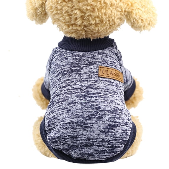 Ympkerial Small Dog Sweater Warm Winter Knitwear Pet Apparel for Indoor Outdoor Cozy Fleece Lined Soft Stretchable Navy Pullover for Chihuahua Size Large