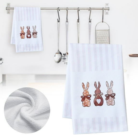 Ympkerial Spring Kitchen Towels Set Easter Decoration with Printed Bunny Floral Egg Pattern Farmhouse Style Versatile Absorbent Tea and Hand Towels for Home and Gifting