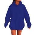 thumbnail image 1 of Ympkerial Trendy Girls Plain Blue Oversized Hoodie Long Sleeve Sweatshirt Winter Pullover Top Casual Preppy Cozy Fleece Lined Loose Fit Tween Wear, 3-4 Years, 1 of 9