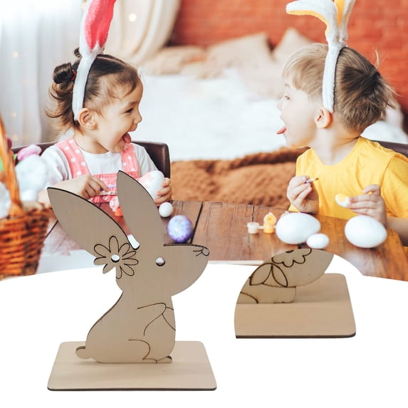 Ympkerial Unfinished Wooden Bunny Cutouts for Adult Crafts and DIY Projects Spring Wood Rabbit Decor Paintable Easter Decoration 4.5 Inch x 4 Inch
