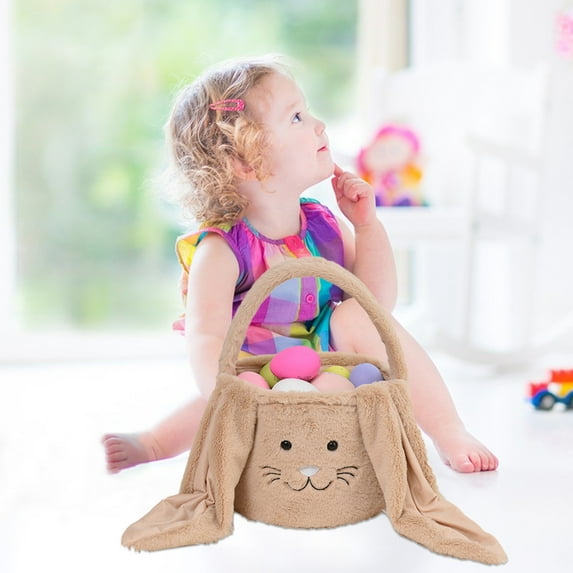 Ympuoqn Easter Decorations Indoor Outdoor on Clearance!Happy Easter Plush Bunny Long Ears Bags Easter Basket Rabbit Buckets Easter Tote Bags Children Gift Storage Handbag,Easter Home Decoration