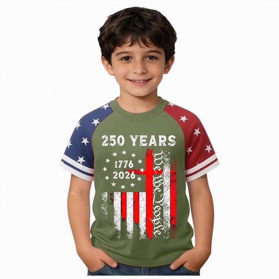 Ymyiu 4th of July Clothes for Kids Kids Shirt for Girls Boys T-Shirt Hippie Style Casual Tee Youth Clothing 4T 5T(Green, 4-5 Years)