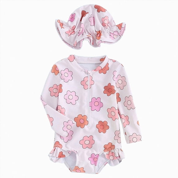 Ymyiu Baby Bathing Suit Girl Uv Protection Baby Girls UPF50+ Sun Protected Full Length Long Sleeve Rash Guard One Piece Swimsuit 6-12 Months (Red,6-12 Months)