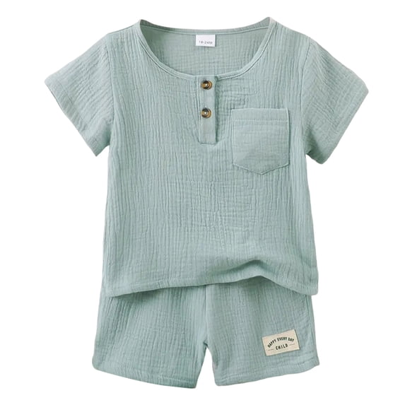 Ymyiu Baby Boy Clothes Summer Boys Clothes Boys' 2-Piece Summer Outfit T-Shirt and Shorts Set 18-24 Months (Green,18-24 Months)