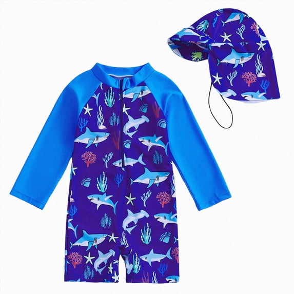 Ymyiu Baby Boy One Piece Rashguard Swimsuit Baby Boys' Swimsuit Full Zip UPF 50+ Sun Protection Swimwear 4T 5T (Blue,4-5 Years)