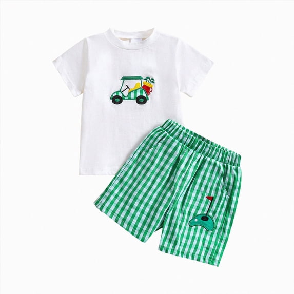 Ymyiu Baby Boy Shorts Boys Clothes Summer Outfit T-Shirt + Shorts 2 Pieces Kids Clothing Set 18-24 Months (White,18-24 Months)