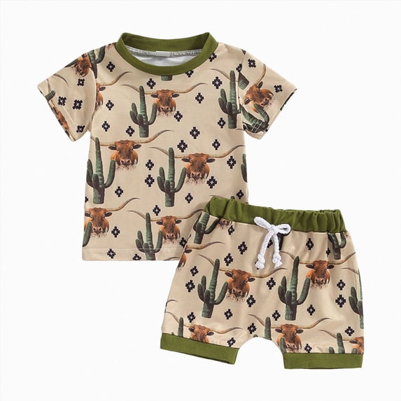 Ymyiu Baby Boy Shorts Toddler Baby Boy Outfit Short Sleeve T-Shirt Pullover Tops Shorts 2Pcs Set Summer Clothes 0-6 Months (Green,0-6 Months)